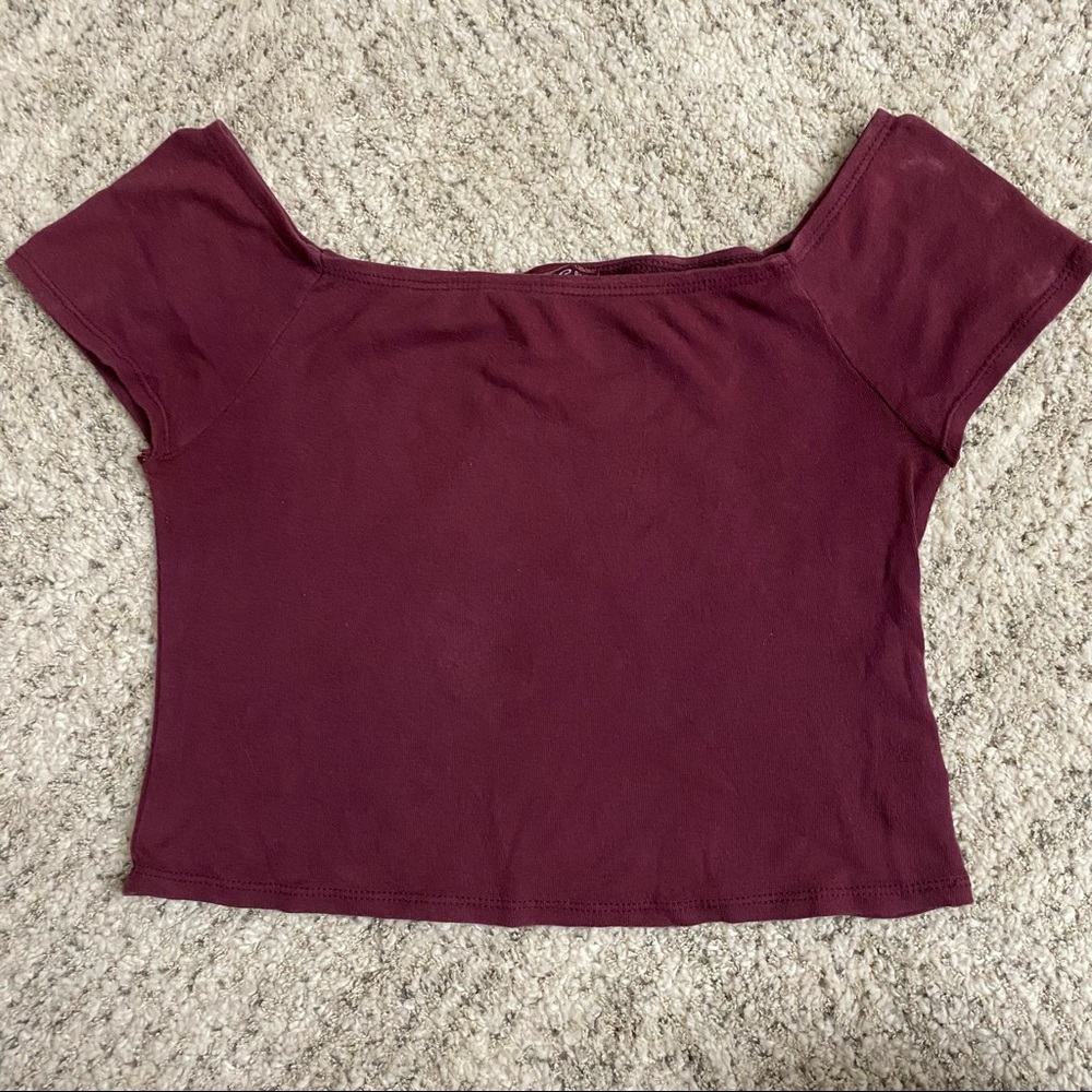 BRANDY MELVILLE | maroon off the shoulder crop top